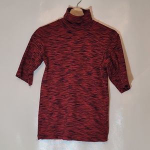 Free People Short Sleeve Turtleneck L Red/black